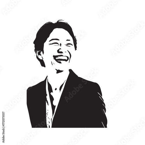 Beautiful Woman in Formal Dress Black and White Illustration Vector Art Design
