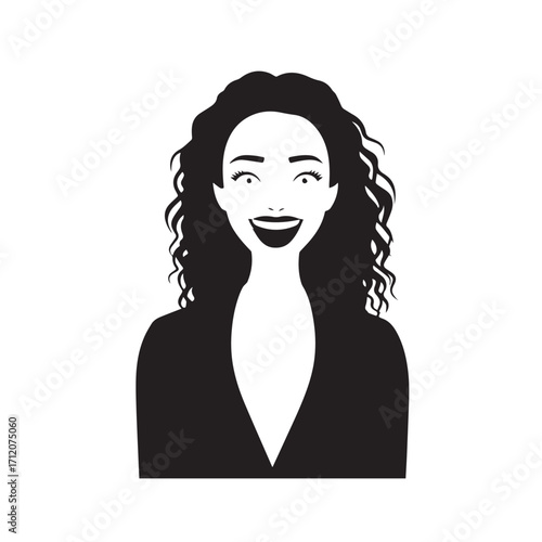 Beautiful Woman in Formal Dress Black and White Illustration Vector Art Design
