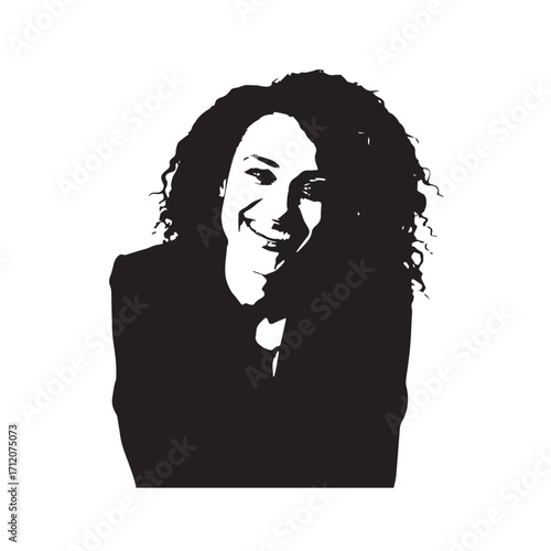 Beautiful Woman in Formal Dress Black and White Illustration Vector Art Design
