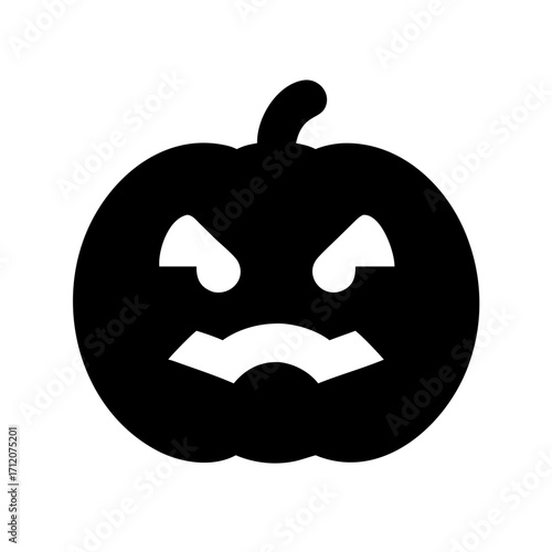 Pumpkin With Carved Frown Icon Vector Silhouette