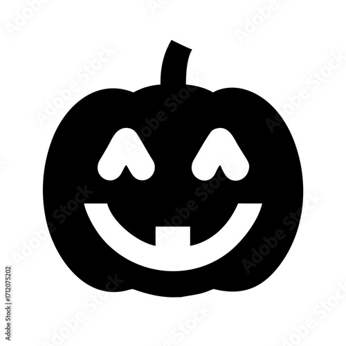Pumpkin With Carved Happy Face Icon Vector Silhouette