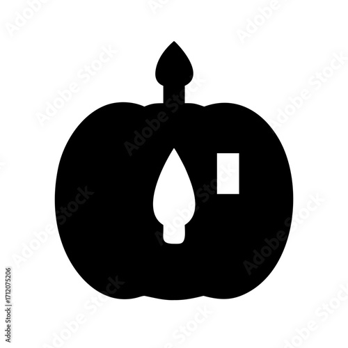 Pumpkin With Candle Inside Icon Vector Silhouette