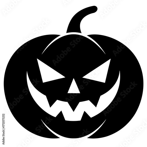 Pumpkin With Carved Funny Face Icon Vector Silhouette