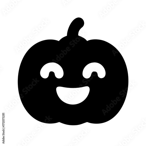 Pumpkin With Cute Face Icon Vector Silhouette
