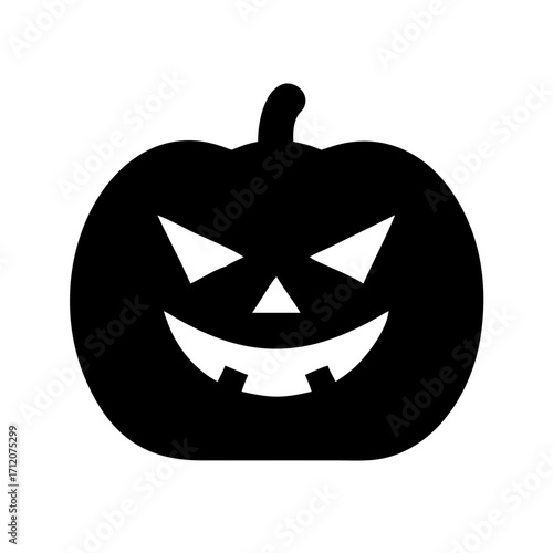 Pumpkin With Dramatic Carved Grin Icon Vector Silhouette