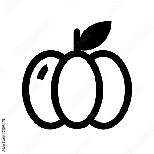 Pumpkin With Leaf On Top Icon Vector Silhouette