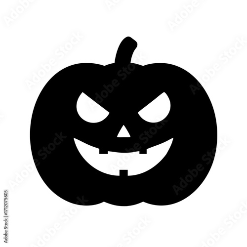 Pumpkin With Spooky Grin Icon Vector Silhouette