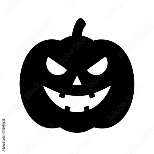 Pumpkin With Spooky Shadow Icon Vector Silhouette