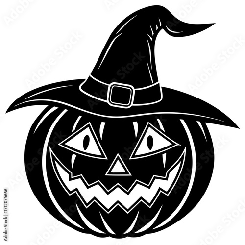 Pumpkin With Stem Detail Icon Vector Silhouette