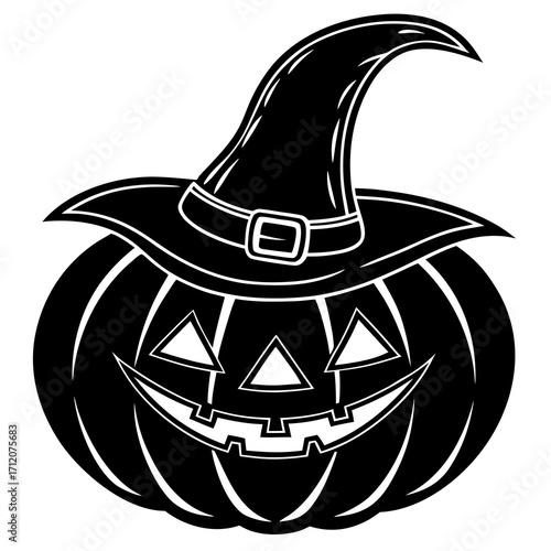 Pumpkin With Halloween Expression Icon Vector Silhouette