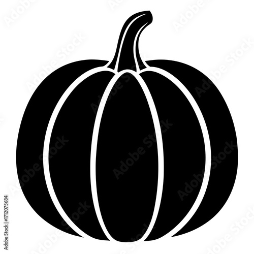 Pumpkin With Carved Smiling Face Icon Vector Silhouette