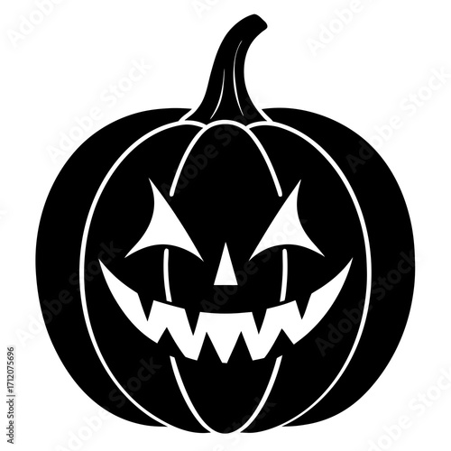 Pumpkin With Stem Tilted Icon Vector Silhouette
