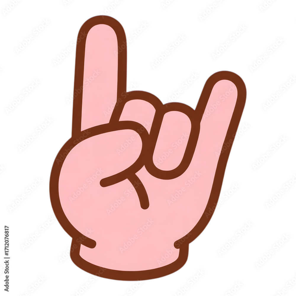 Fototapeta premium Pink Hand Sign with Brown Outline, Transparent Background, 3D Realism Design Element