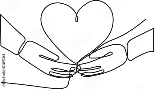 Hands Holding Heart – Minimal Line Art of Love and Care