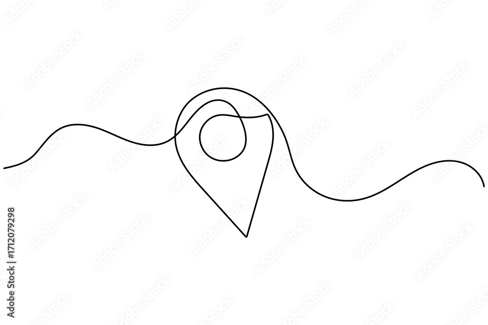 Obraz premium Location symbol continuous one line drawing minimalist isolate outline vector back and white background 