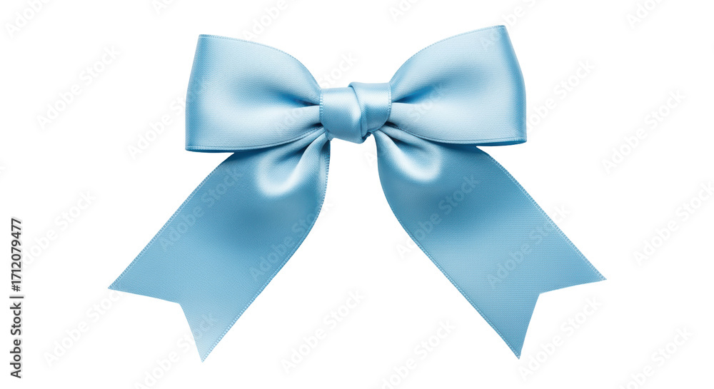 Naklejka premium Isolated Blue Ribbon Bow, Decorative Celebration Knot, Decoration Object or Gift Wrapping