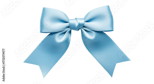 Isolated Blue Ribbon Bow, Decorative Celebration Knot, Decoration Object or Gift Wrapping