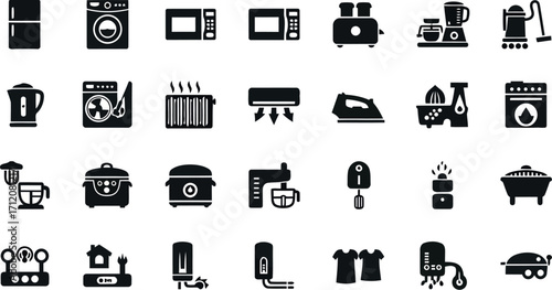 Vector art of variety of home appliance icons
