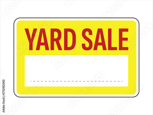 Bright Yellow Yard Sale Sign Template with Customizable White Space – Bold Red Text, Blue Border, Editable Area for Address, Date, Time – Printable Garage Sale Poster for Outdoor Advertising