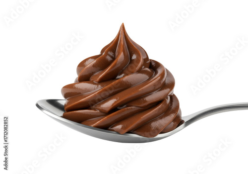 Tableau sur toile Isolated spoonful of chocolate frosting, dessert indulgence, baking ingredient,