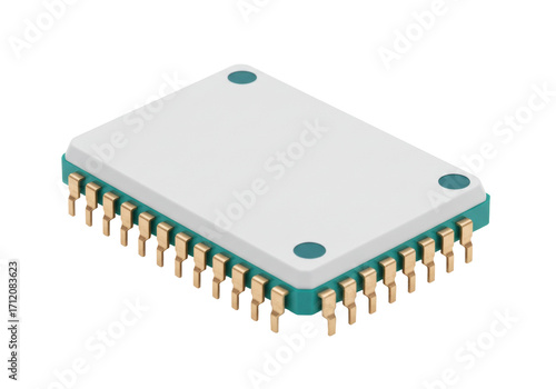 Slika na platnu Isolated computer chip with contacts used in electronics and embedded devices de