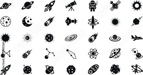 Vector art of space and astronomy themed icons