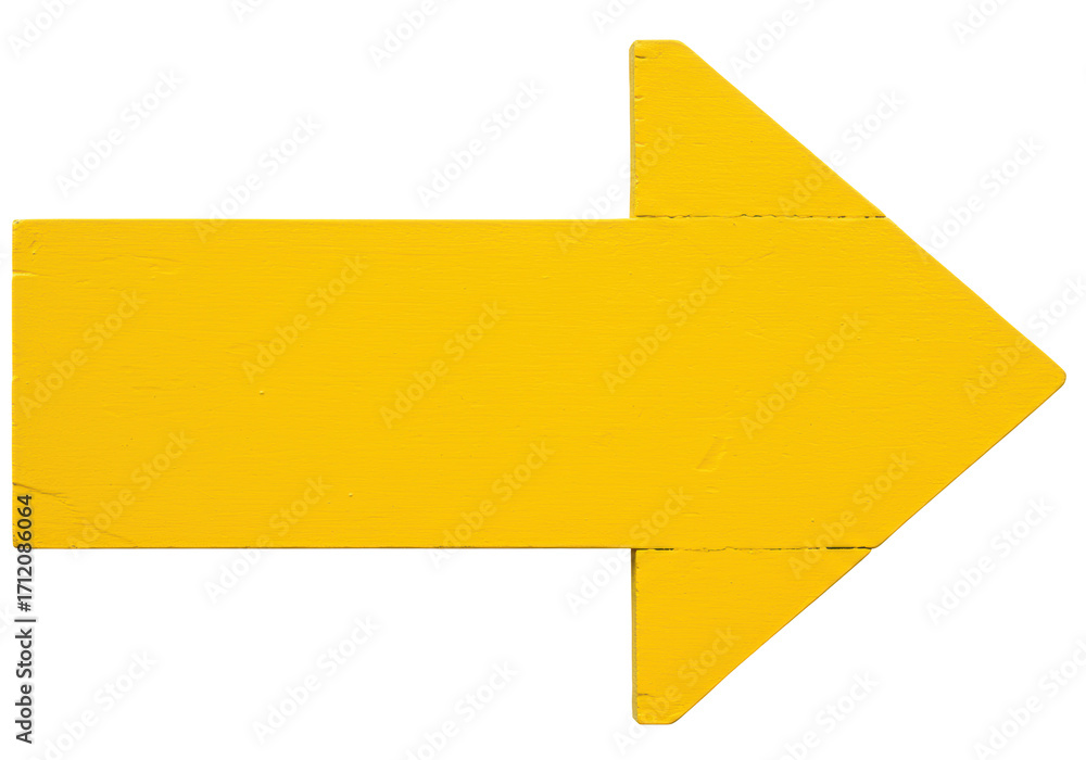 Isolated bright yellow arrow on a blank background, symbol for direction pointing to the right Isolated bright yellow arrow on a blank background, symbol for direction pointing to the right