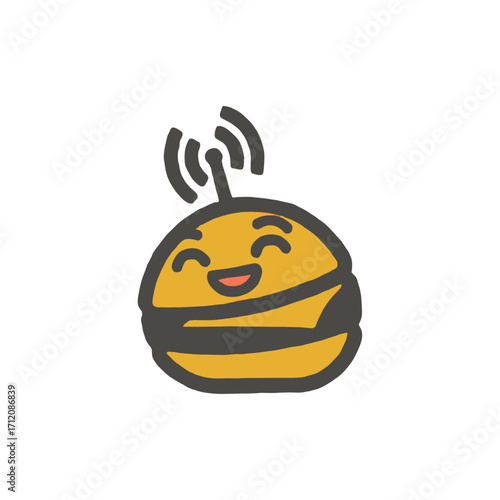 Happy Burger icon logo flat vector design