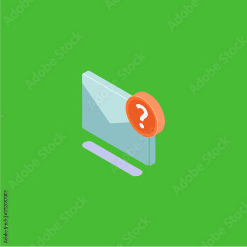 Isometric message, message request icon logo flat vector design