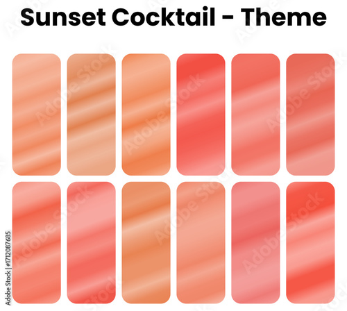 A vibrant and warm collection of Sunset Cocktail gradients. This pack features a fiery, luminous palette of oranges, yellows, and pinks. Ideal for designs that need a fun, energetic, and celebratory f