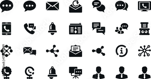 Vector art of assortment of communication and connection icons