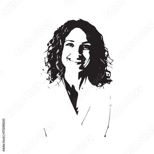 Beautiful Woman in Formal Dress Black and White Illustration Vector Art Design
