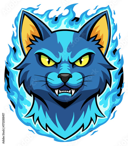 Fiery Feline A Bold Vector Art Illustration of an Enraged Cat