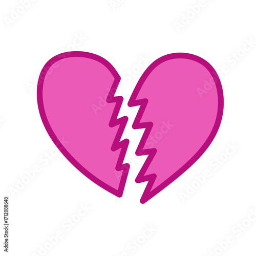 Doodle heart hand drawn icon. The outline of a broken red heart makes it a symbol collection. Vector illustration