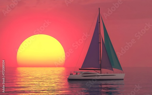 Sailboat at sunset on ocean