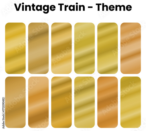  Vintage Train gradient, A nostalgic collection of railway gradients capturing the golden age of steam locomotives. Warm browns and classic reds evoke the romance of historic train travel. Retro 