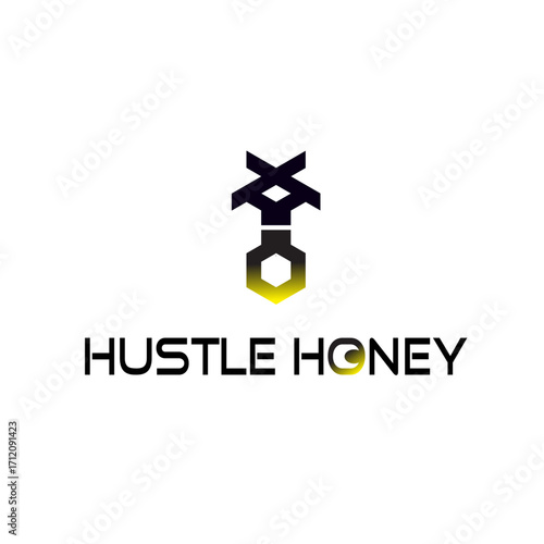 Hustle Honey unique bee industry vector logo design with modern creative style for branding products