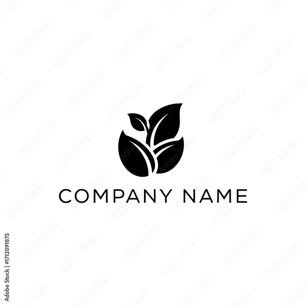 Obraz premium Elegant logo design featuring stylized leaves, suitable for an eco-friendly brand.