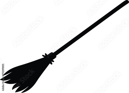 spooky halloween witch broom vector illustration
