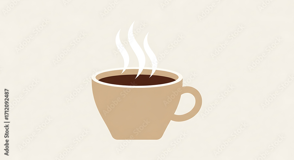 Obraz premium A simple vector icon of a hot coffee mug with steam, perfect for a cafe or breakfast design