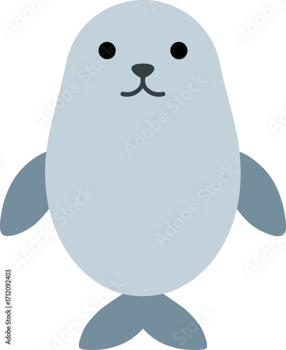 Cute Cartoon Style Adorable Seal Character Marine Animal Illustration