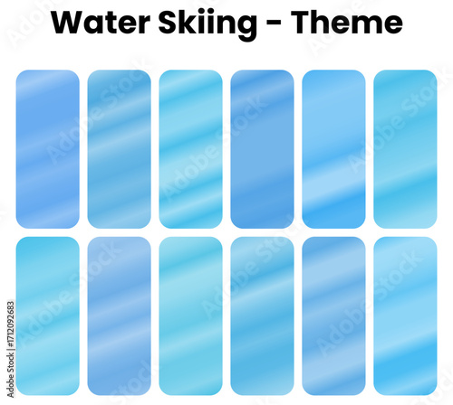 
A dynamic and exhilarating set of gradients. A collection of vibrant blues and bright tones that capture the speed and motion of water skiing. A lively pack for an aquatic, energetic, and adventurous