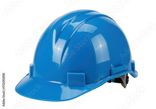 Isolated blue hard hat for industrial safety; construction work equipment head protection