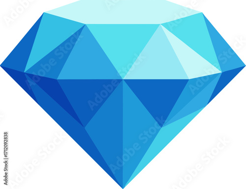 Simple Flat Design Blue Diamond Jewel Brilliant Cut Icon Graphic