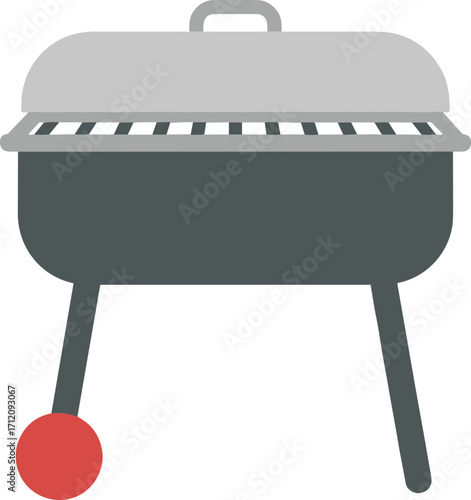 Flat Design Charcoal Outdoor Barbecue Grill Appliance Cooking Equipment