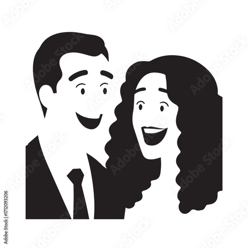 Beautiful Woman in Formal Dress Black and White Illustration Vector Art Design