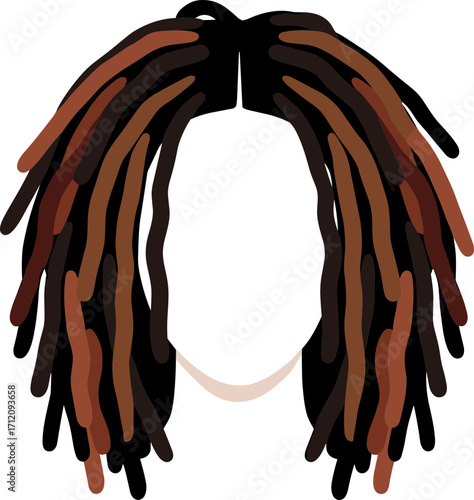 Simple Flat Illustration Dreadlocks Hairstyle Brown and Black Hair Fashion Avatar