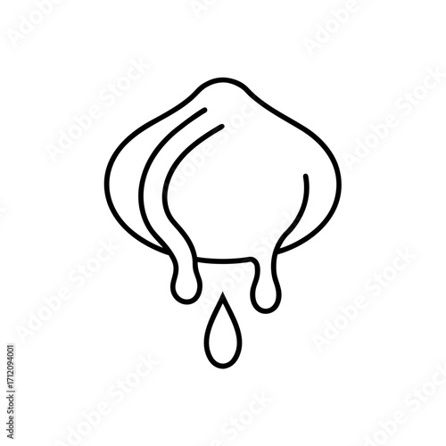 Outline drawing of a udder with a droplet on transparent background