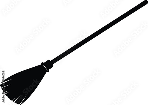 witch broom halloween prop vector art
