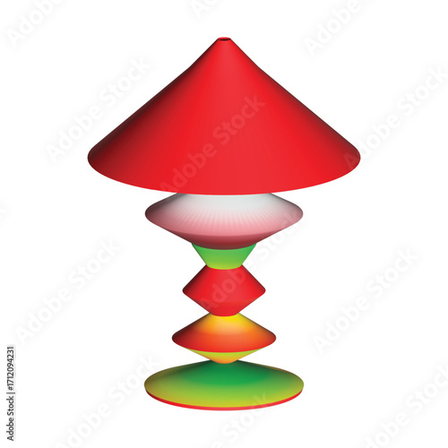 3D Mathematical Lobes – Symmetrical Function Plot with Color Gradient and Layered Geometry